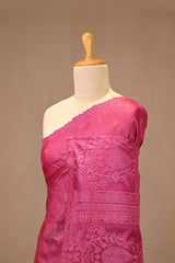 Magenta Pink Tussar Silk Saree with Resham Floral Buti