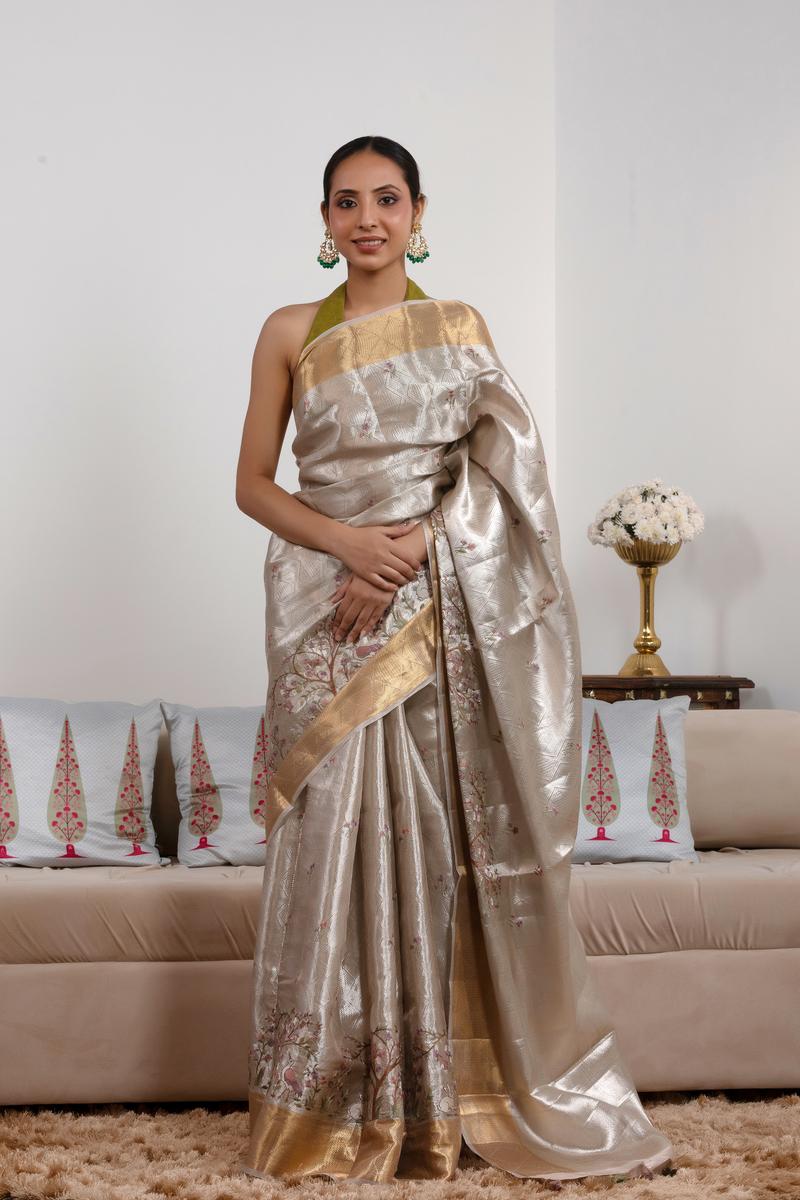 Banarasi Tissue Silk Saree, gold tissue saree, Tissue silk saree, Bollywood sari, wedding saree, party wear saree, Wedding Saree