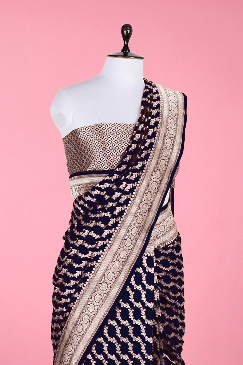 Striped Handwoven Banarasi Silk Saree - Chinaya Banaras
