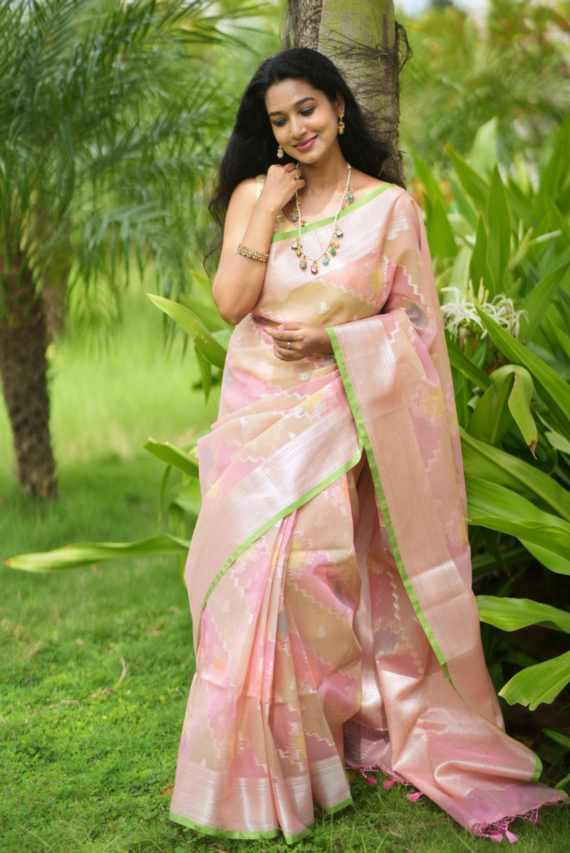 Pavithra Prakash In Floral Woven Banarasi Organza Silk Saree - Chinaya Banaras