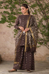 Allure Brown Chanderi Silk Suit Set