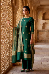 Green Salwar Suit with Bandhani Banarasi Dupatta