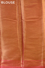 Rust Red Banarasi Cotton Saree with Antique Zari Floral Buta