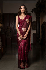 Maroon Ethnic Handloom Banarasi Silk Saree