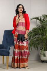 Rust saree, Tussar silk saree, handloom saree, office wear saree, formal wear Saree, coporate saree, daily wear saree
