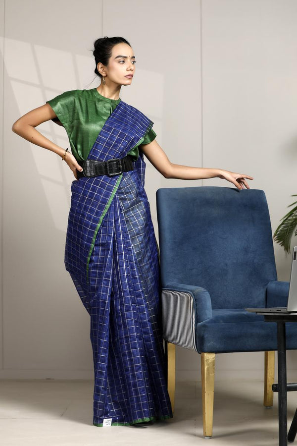 Cotton saree, Banarasi Cotton Saree, Blue Saree, Formal wear saree, Corporate Saree, Office Wear Saree, Daily Wear Saree
