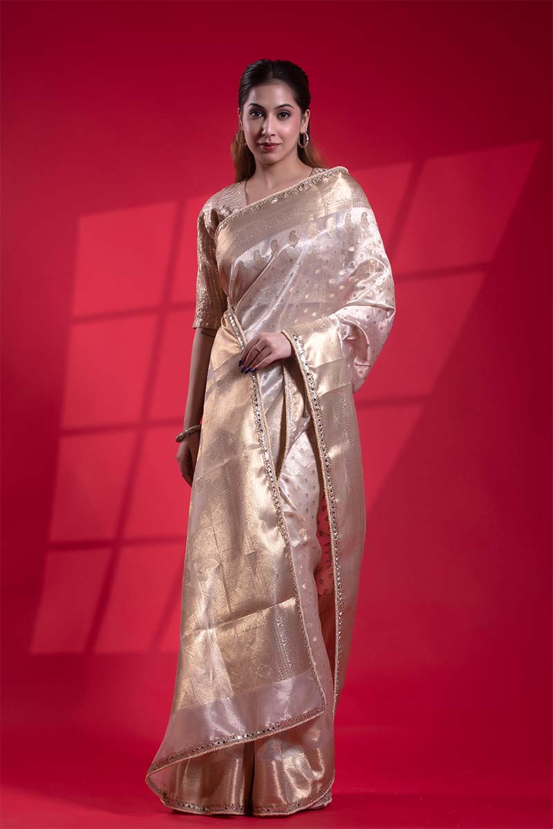 Aditi Rao, White Saree, Tissue silk saree, Bollywood saree, wedding saree, Celebrity Saree, Aditi Rao Hydari