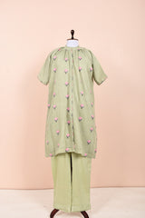 Sage Green Woven Cotton Kurta Set By Chinaya Banaras 
