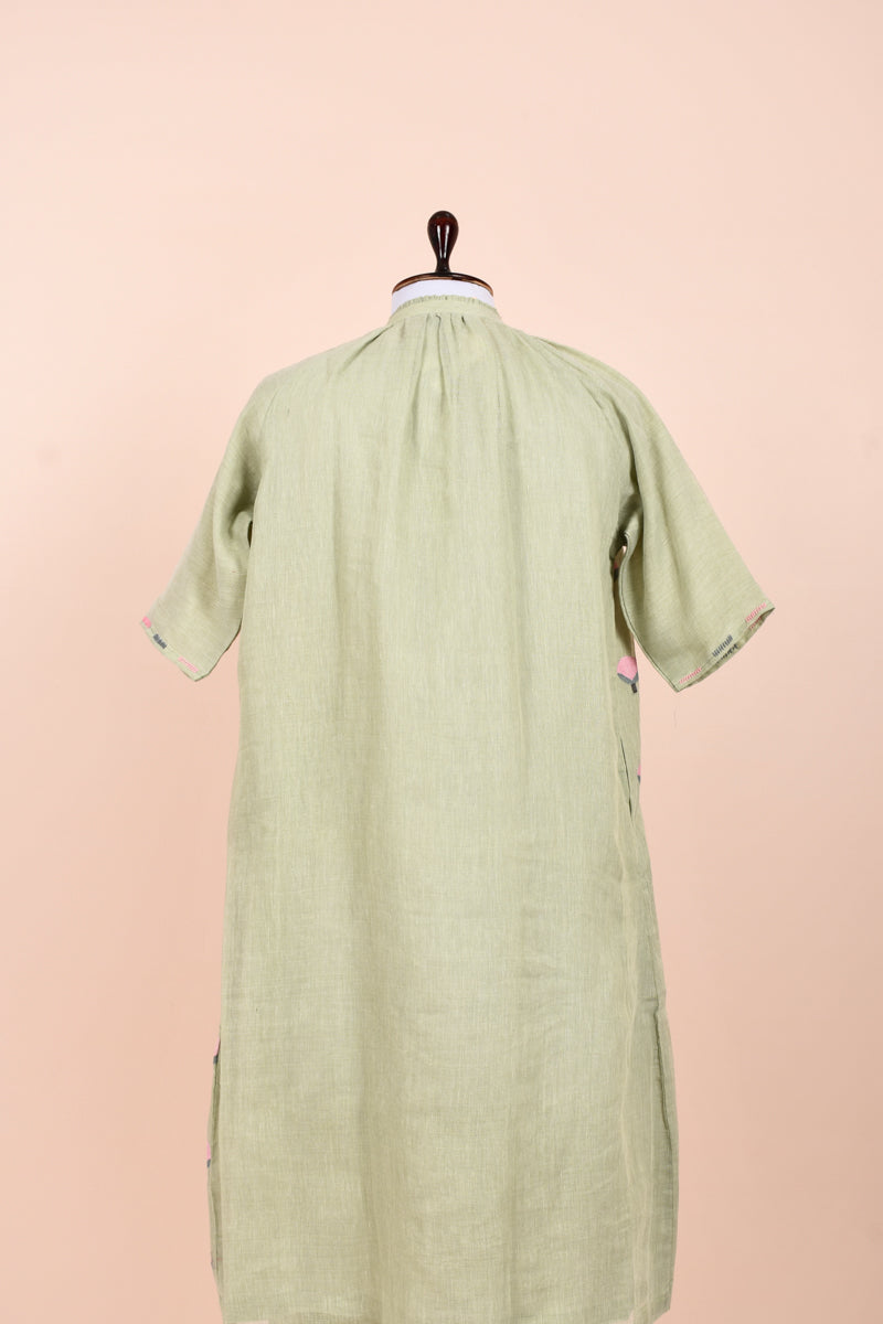 Sage Green Woven Cotton Kurta Set