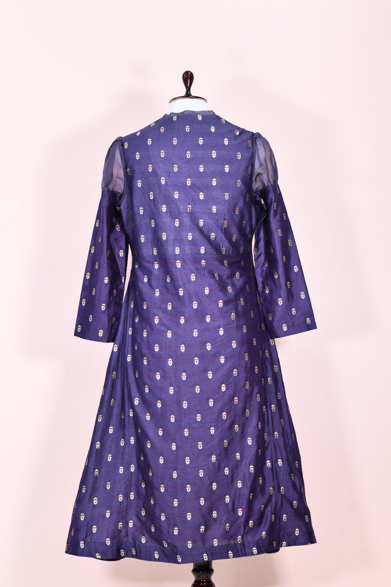 Indigo Handwoven Mulberry Silk Dress