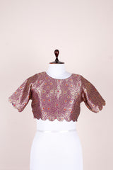 Voilet Handwoven Banarasi Silk Blouse By Chinaya Banaras
