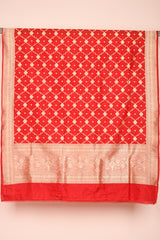 Deep Red Handwoven Banarasi Silk Dupatta - Chinaya Banaras
