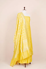 Light Yellow Handwoven Mulberry Silk Dress Material
