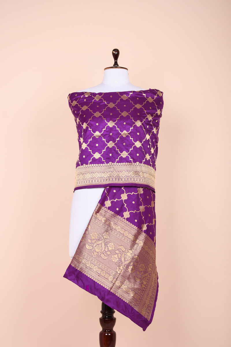 True Purple Handwoven Banarasi Silk Dupatta