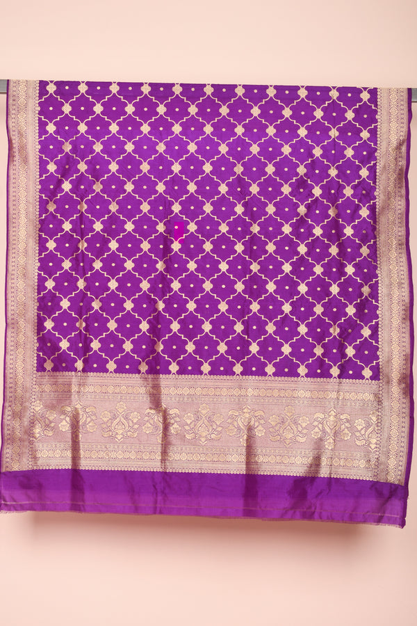 True Purple Handwoven Banarasi Silk Dupatta - Chinaya Banaras
