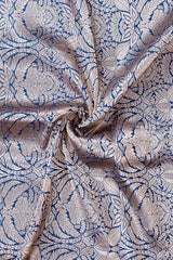 Royal Blue Handwoven Banarasi Silk Fabric  zoom view by Chinaya Banaras