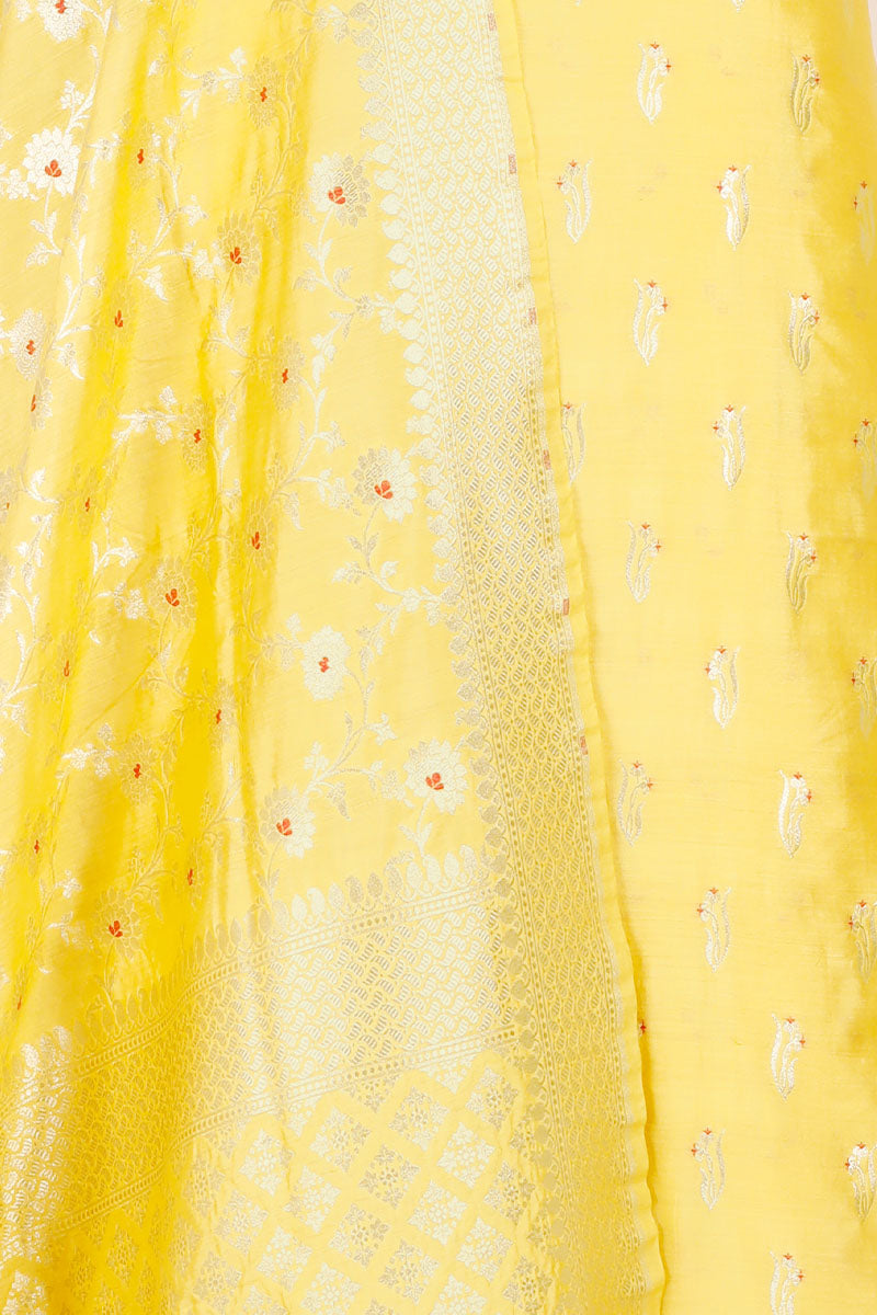 Light Yellow Handwoven Mulberry Silk Dress Material