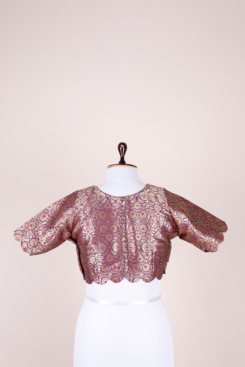 Voilet Handwoven Banarasi Silk Blouse