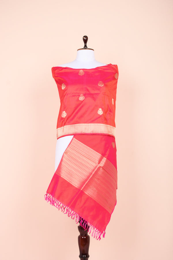 Pink Handwoven Banarasi Silk Dupatta At Chinaya Banaras