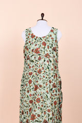 Sea Green Floral Printed Chanderi & Organza Silk Kurta Set
