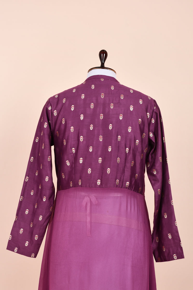 Violet Purple Mulberry & Georgette  Silk Co-Ord Set