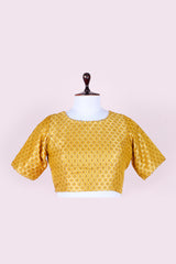 Yellow Geometrical Handwoven Banarasi Silk Blouse