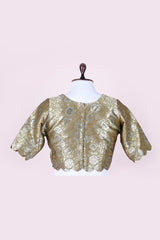 Henna Green Handwoven Banarasi Silk Blouse