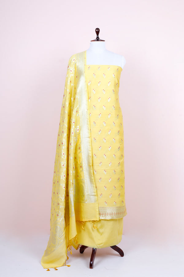 Corn Yellow Handwoven Mulberry Silk Dress Material