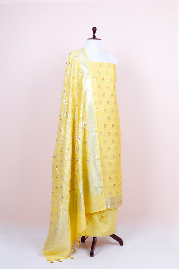 Corn Yellow Handwoven Mulberry Silk Dress Material