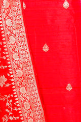 Deep Red Handwoven Raw Silk Co-ord Dress Material