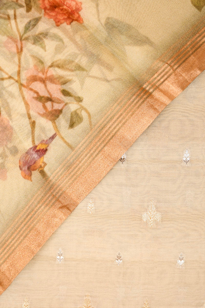 Light Sage Green Woven Chanderi Silk Co-ord Dress Material