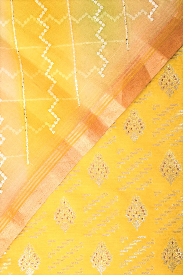Pineapple Yellow Handwoven Mulberry Silk Dress Material