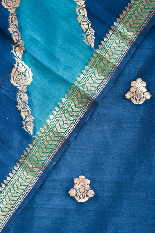 Cobalt Blue Handwoven Chiniya Silk Dress Material