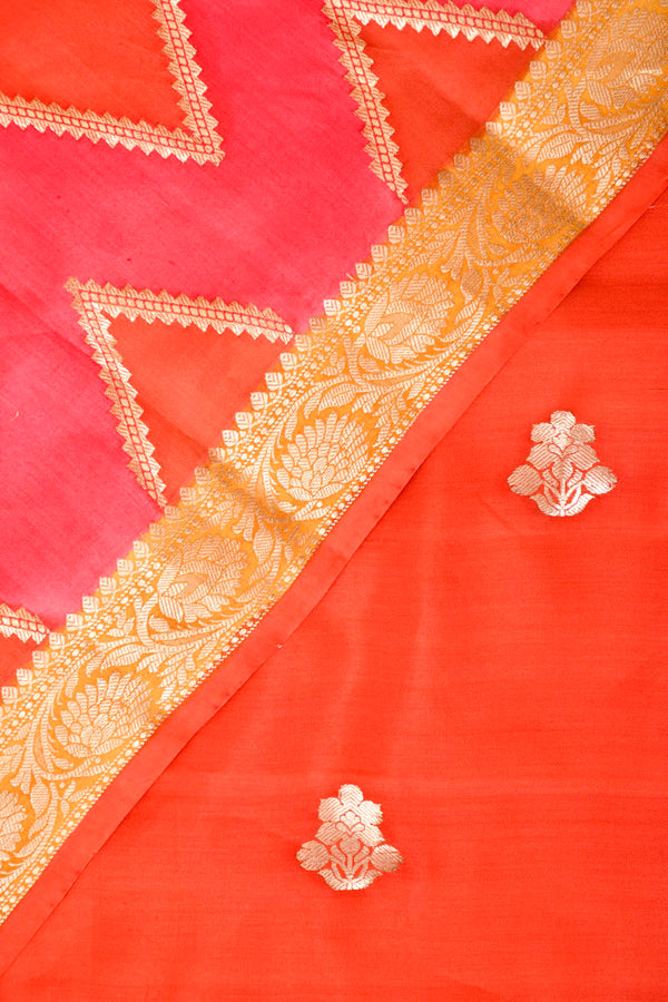 Orangish Red Handwoven Chiniya Silk Dress Material  zoom view by Chinaya Banaras