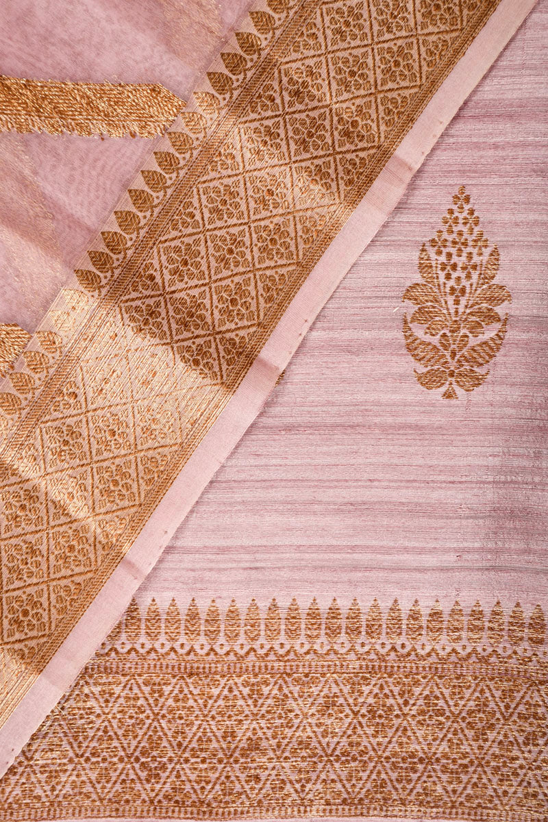 Mauve Handwoven Raw Silk Dress Material