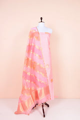 Blush Pink Handwoven Chiniya Silk Dress Material By Chinaya Banaras 