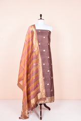 Cocoa Brown Handwoven Chiniya Silk Co-Ord Dress Material By Chinaya Banaras 