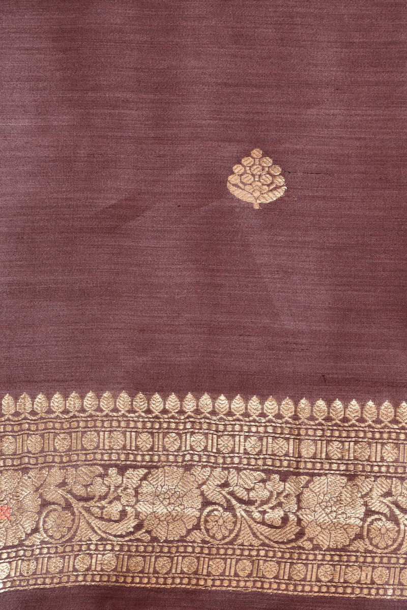 Cocoa Brown Handwoven Chiniya Silk Co-Ord Dress Material