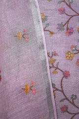 Periwinkle Purple Embroidered Linen Dress Material