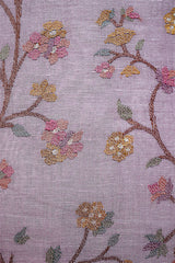 Periwinkle Purple Embroidered Linen Dress Material