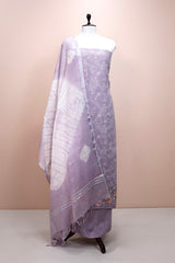 Heather Purple Embroidered Linen Dress Material - Chinaya Banaras