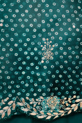 Peacock Blue Embellished Organza Silk Dress Material - Chinaya Banaras