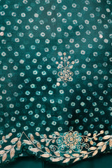 Peacock Blue Embellished Organza Silk Dress Material