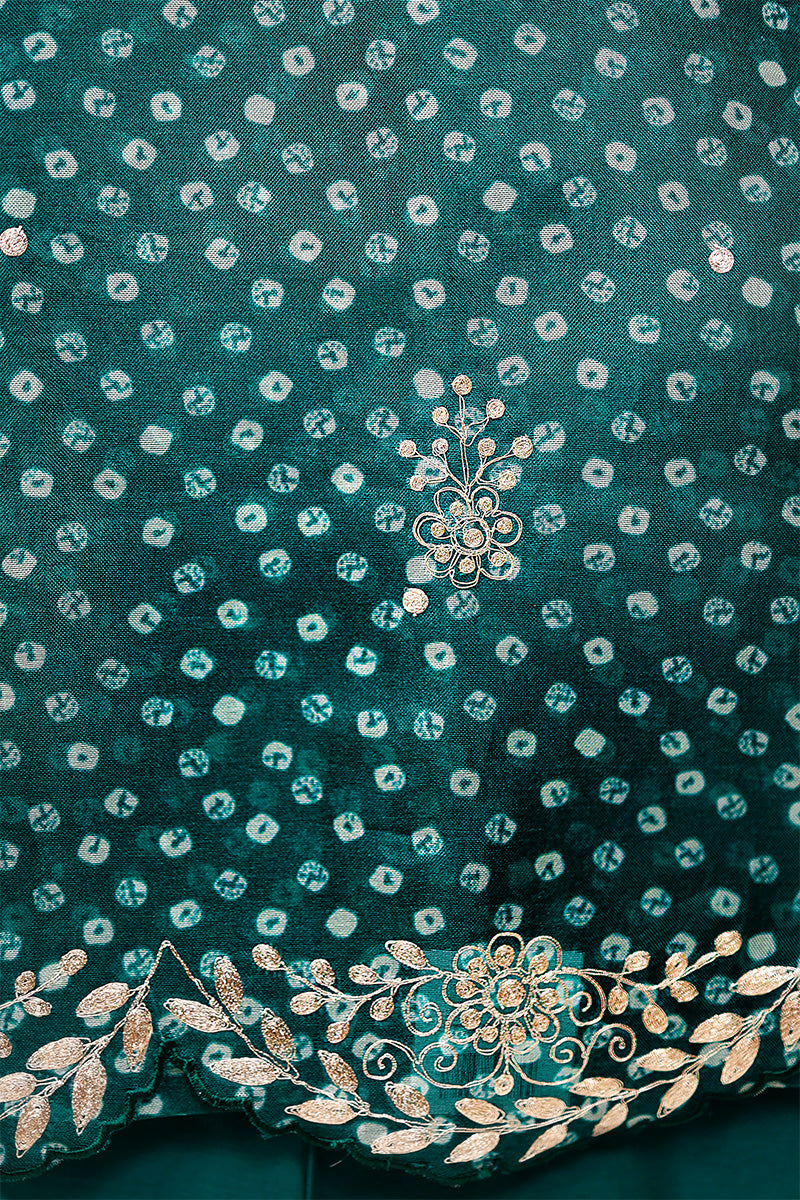 Peacock Blue Embellished Organza Silk Dress Material