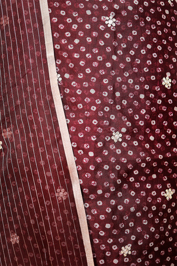 Syrup Brown Embellished Organza Silk Dress Material - Chinaya Banaras