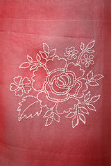 Watermelon Pink Embroidered Organza Silk Dress Material