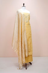 Lemon Yellow Embellished Organza Silk Dress Material - Chinaya Banaras