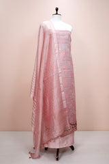 Mauve Embellished Organza Silk Dress Material
