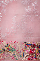 Mauve Embellished Organza Silk Dress Material
