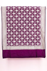 Hickory Purple Handwoven Banarasi Silk Dupatta - Chinaya Banaras